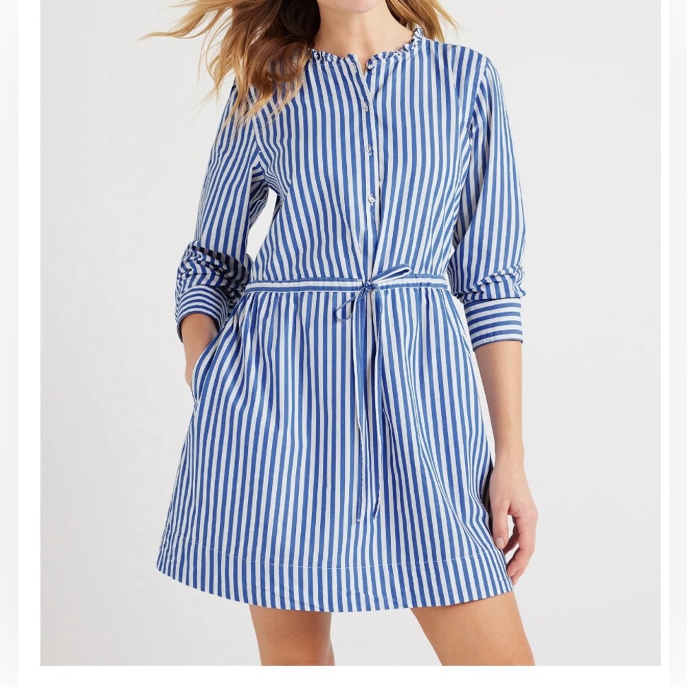 Blue and White Striped Dress